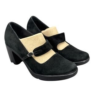 Dansko Tara Black Suede Leather Mary Jane Comfort Platform Heel Women 6.5/37